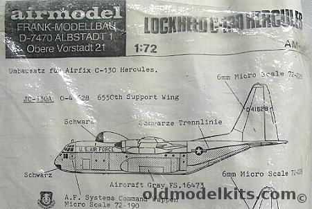 Airmodel 1/72 Lockheed C-130A / JC-130A (O-41628) / JC-130A (O-41629) / C-130B / KC-130F/ HC-130H / HC-130N / HC-130P / MC-130E- L-100-20- L-100-30- C.Mk.3 Conversion Kit, AM-59 plastic model kit